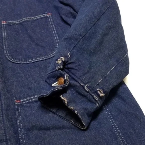 70s Vintage Wrangler Distressed Denim Corduroy Big Ben Bluebell Chore Jacket - Picture 7 of 13